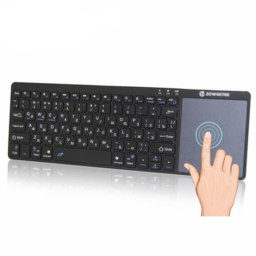 Zoweetek k12bt-1 Mini Wireless Bluetooth Keyboard Russian English Spanish Touchpad For Smart Tv Box Pc Android Phone Pad - AMI Electronics & Sounds