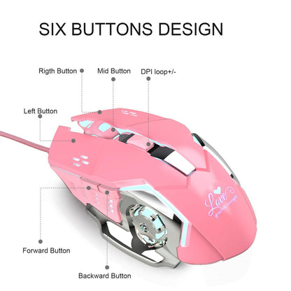 New X500 Pink Gaming Mouse 3200dpi White Light Design - AMI Electronics & Sounds