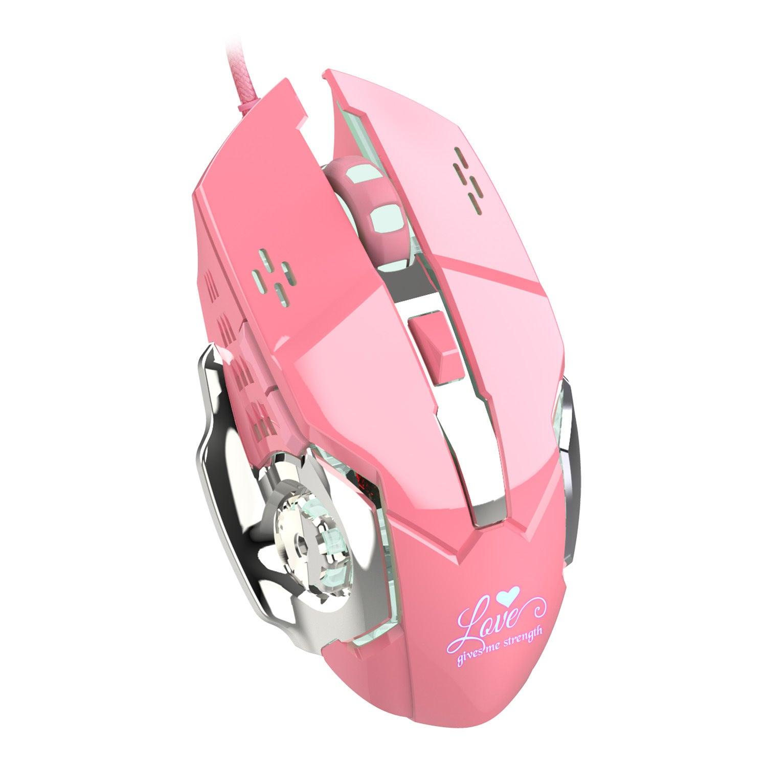 New X500 Pink Gaming Mouse 3200dpi White Light Design - AMI Electronics & Sounds