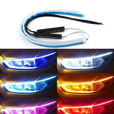 Led DRL Car Daytime Running Lights Flexible Waterproof Auto Turn Signal Yellow Brake Side Headlights Light Car Accessories - AMI Electronics & Sounds