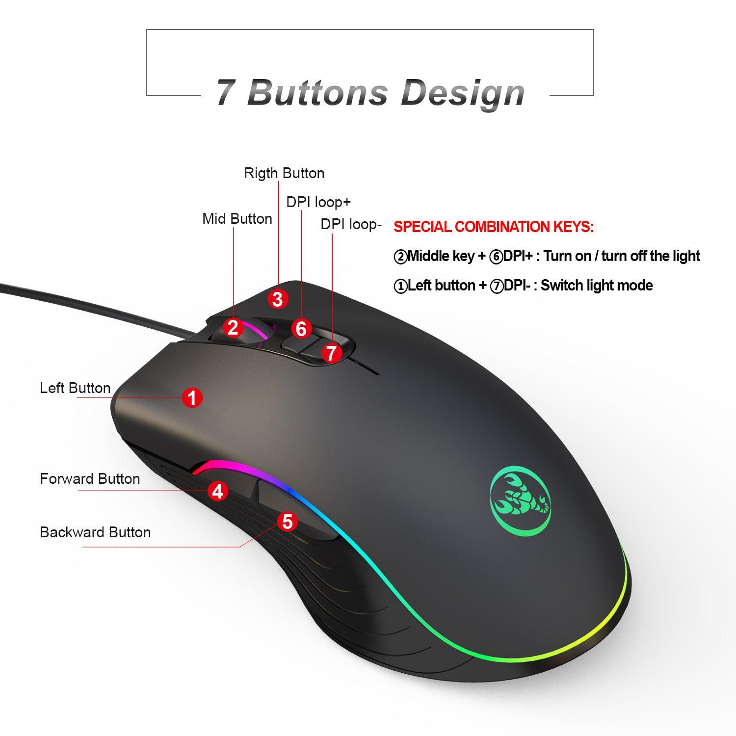 Glowing Gaming Mouse Gaming Wired Mouse - AMI Electronics & Sounds