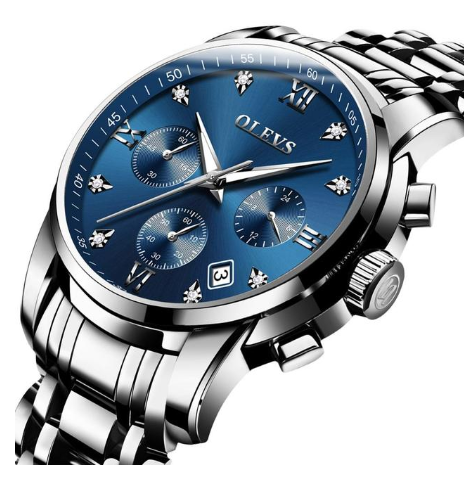 Luxury Brand Men Watches Chronograph Stainless Steel Waterproof Quartz Wristwatches Man Date Clock Blue Dial Relogio Masculino - AMI Electronics & Sounds