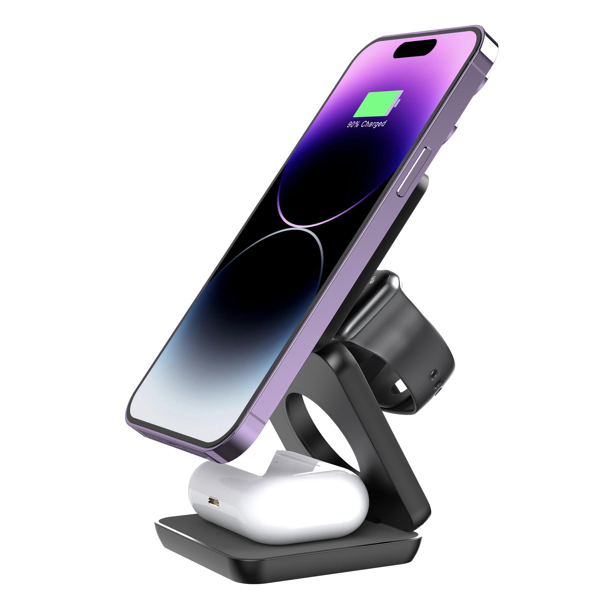 Folding Three-in-one Wireless Charger Portable Magnetic Suction - AMI Electronics & Sounds