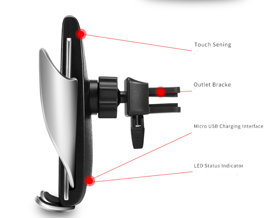 Car Wireless Charger 10W Induction Car Fast Wireless Charging With Car Phone Holder S5 - AMI Electronics & Sounds