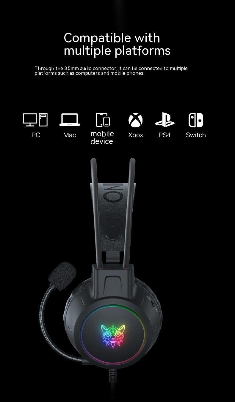 Game Earphone Headset E-sports Wired Computer RGB Luminous - AMI Electronics & Sounds