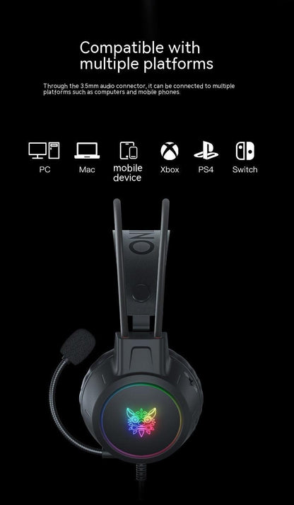 Game Earphone Headset E-sports Wired Computer RGB Luminous - AMI Electronics & Sounds