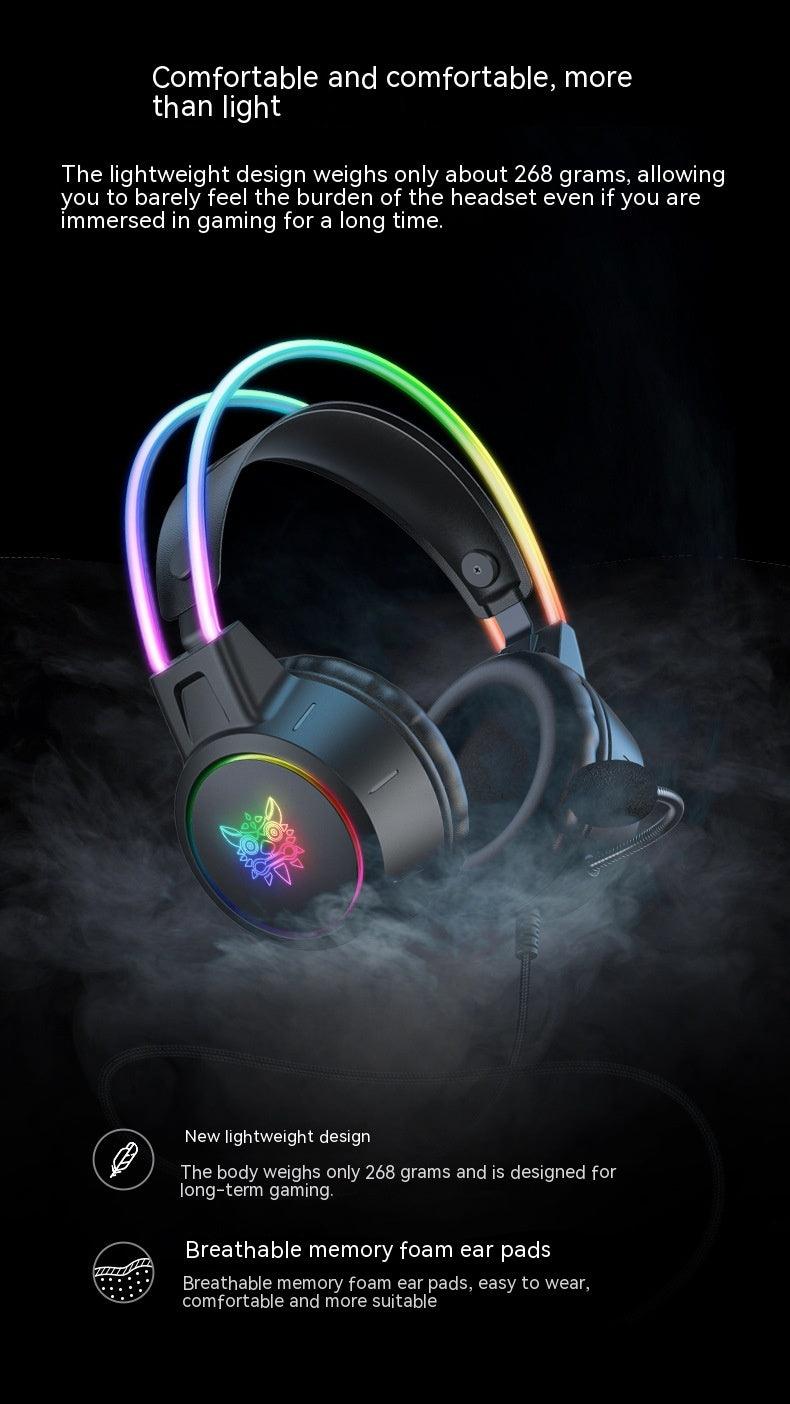 Game Earphone Headset E-sports Wired Computer RGB Luminous - AMI Electronics & Sounds