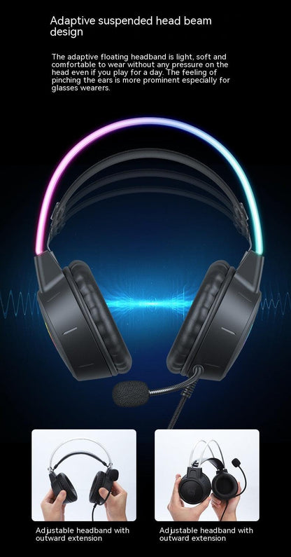 Game Earphone Headset E-sports Wired Computer RGB Luminous - AMI Electronics & Sounds