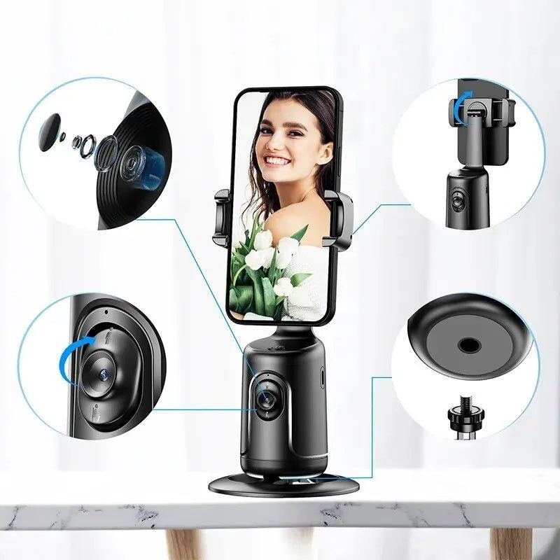 360 Auto Face Tracking Gimbal AI Smart Gimbal Face Tracking Auto Phone Holder For Smartphone Video Vlog Live Stabilizer Tripod - AMI Electronics & Sounds