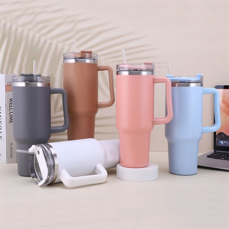 40oz Straw Coffee Insulation Cup With Handle Portable Car Stainless Steel Water Bottle LargeCapacity Travel BPA Free Thermal Mug - AMI Electronics & Sounds