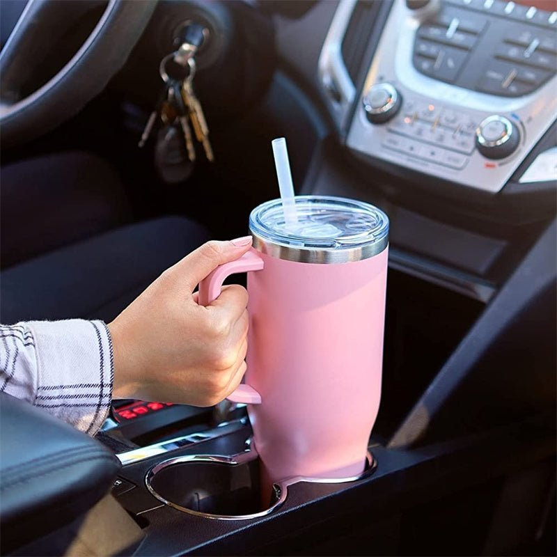 40oz Straw Coffee Insulation Cup With Handle Portable Car Stainless Steel Water Bottle LargeCapacity Travel BPA Free Thermal Mug - AMI Electronics & Sounds