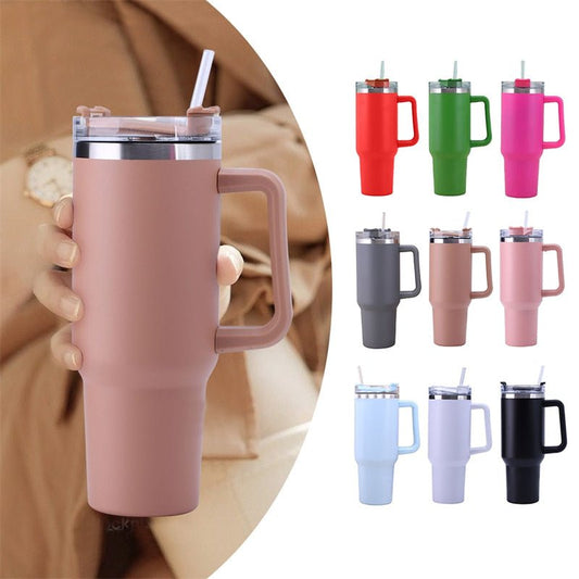 40oz Straw Coffee Insulation Cup With Handle Portable Car Stainless Steel Water Bottle LargeCapacity Travel BPA Free Thermal Mug - AMI Electronics & Sounds