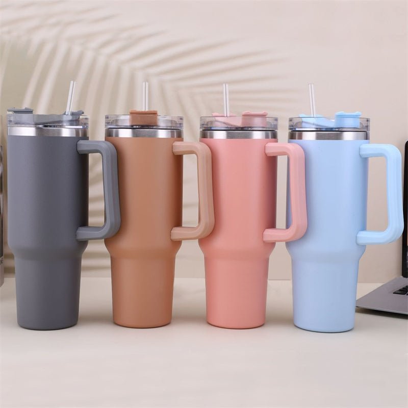 40oz Straw Coffee Insulation Cup With Handle Portable Car Stainless Steel Water Bottle LargeCapacity Travel BPA Free Thermal Mug - AMI Electronics & Sounds