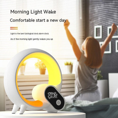 Creative Q Light Analog Sunrise Digital Display Alarm Clock Bluetooth Audio Intelligent Wake-up Q Colorful Atmosphere Light - AMI Electronics & Sounds