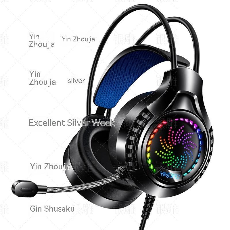 Silver Eagle Q7 Head-mounted Computer Earphone With Microphone Luminous Channel USB Gaming Headset - AMI Electronics & Sounds