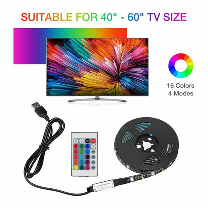 4x50CM USB 5V RGB LED Strip Background Light Remote Kit For TV Computer Lamp - AMI Electronics & Sounds