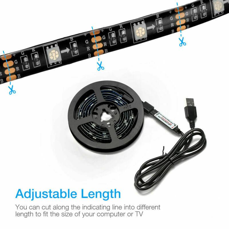 4x50CM USB 5V RGB LED Strip Background Light Remote Kit For TV Computer Lamp - AMI Electronics & Sounds