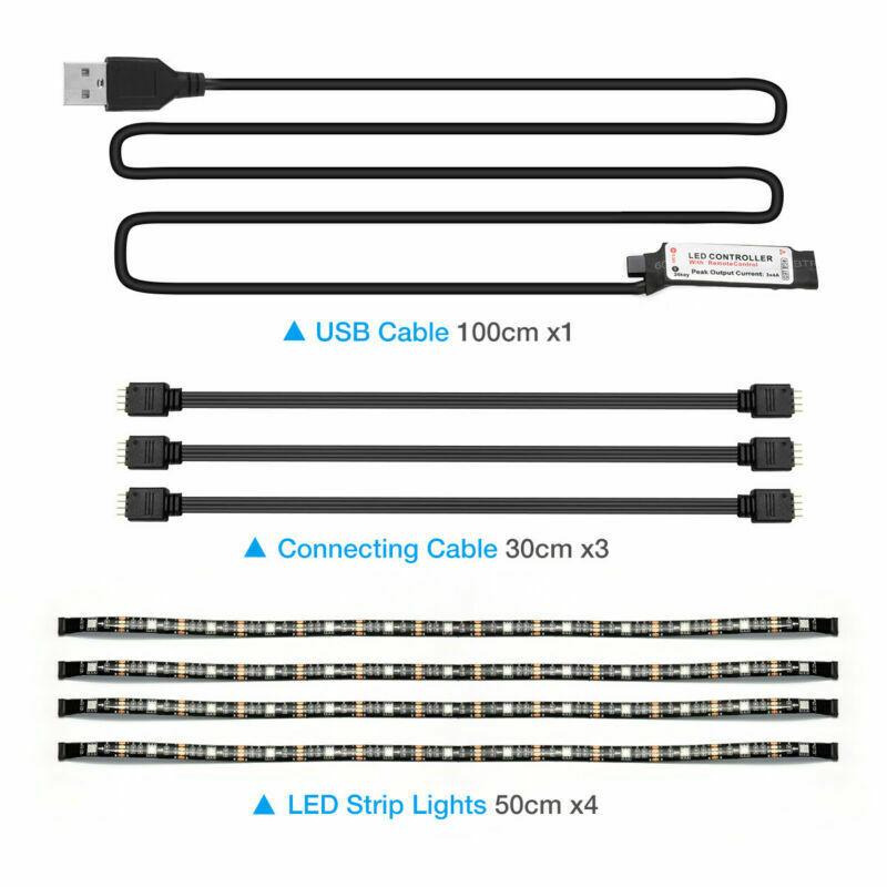 4x50CM USB 5V RGB LED Strip Background Light Remote Kit For TV Computer Lamp - AMI Electronics & Sounds