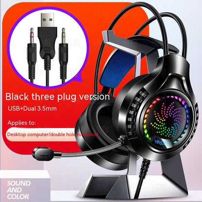 Silver Eagle Q7 Head-mounted Computer Earphone With Microphone Luminous Channel USB Gaming Headset - AMI Electronics & Sounds