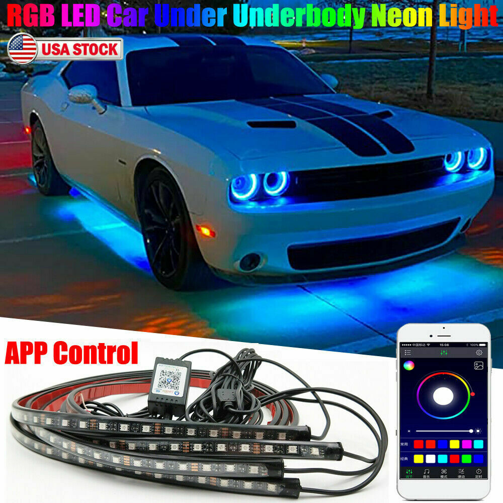 Car Underglow Light Flexible Strip LED Underbody Lights Remote APP Control Car Led Neon Light RGB Decorative Atmosphere Lamp - AMI Electronics & Sounds