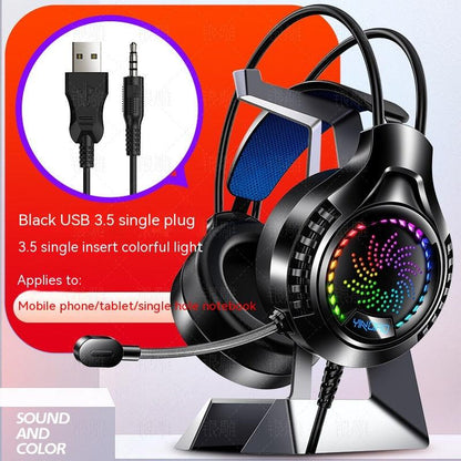 Silver Eagle Q7 Head-mounted Computer Earphone With Microphone Luminous Channel USB Gaming Headset - AMI Electronics & Sounds