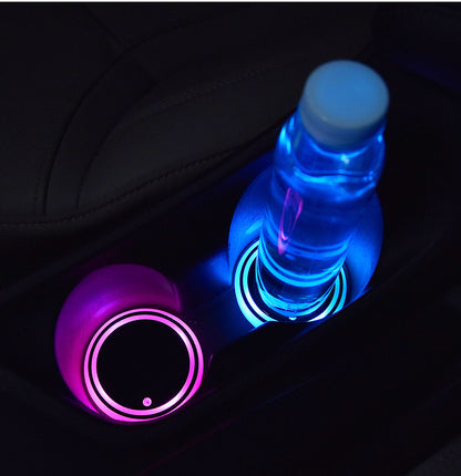 Colorful Cup Holder LED Light-up Coaster Solar & USB Charging Non-slip Coaster Ambient Light For Car Automatically - AMI Electronics & Sounds