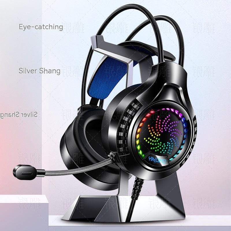 Silver Eagle Q7 Head-mounted Computer Earphone With Microphone Luminous Channel USB Gaming Headset - AMI Electronics & Sounds