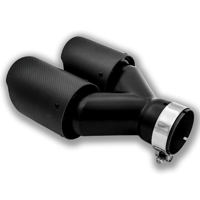 Black One Out Of Two Tail Nozzle Car Modification Silencer Double Outlet Exhaust Pipe - AMI Electronics & Sounds