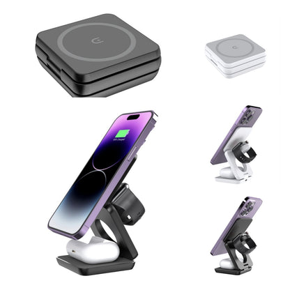 Folding Three-in-one Wireless Charger Portable Magnetic Suction - AMI Electronics & Sounds