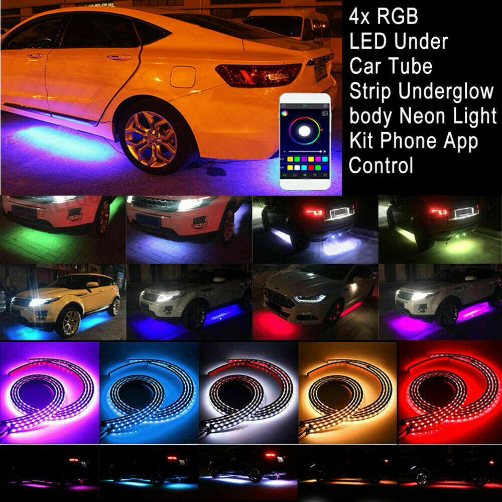 Car Underglow Light Flexible Strip LED Underbody Lights Remote APP Control Car Led Neon Light RGB Decorative Atmosphere Lamp - AMI Electronics & Sounds