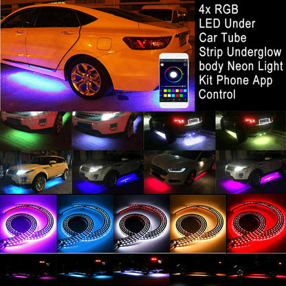 Car Underglow Light Flexible Strip LED Underbody Lights Remote APP Control Car Led Neon Light RGB Decorative Atmosphere Lamp - AMI Electronics & Sounds