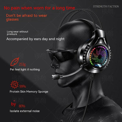 Silver Eagle Q7 Head-mounted Computer Earphone With Microphone Luminous Channel USB Gaming Headset - AMI Electronics & Sounds