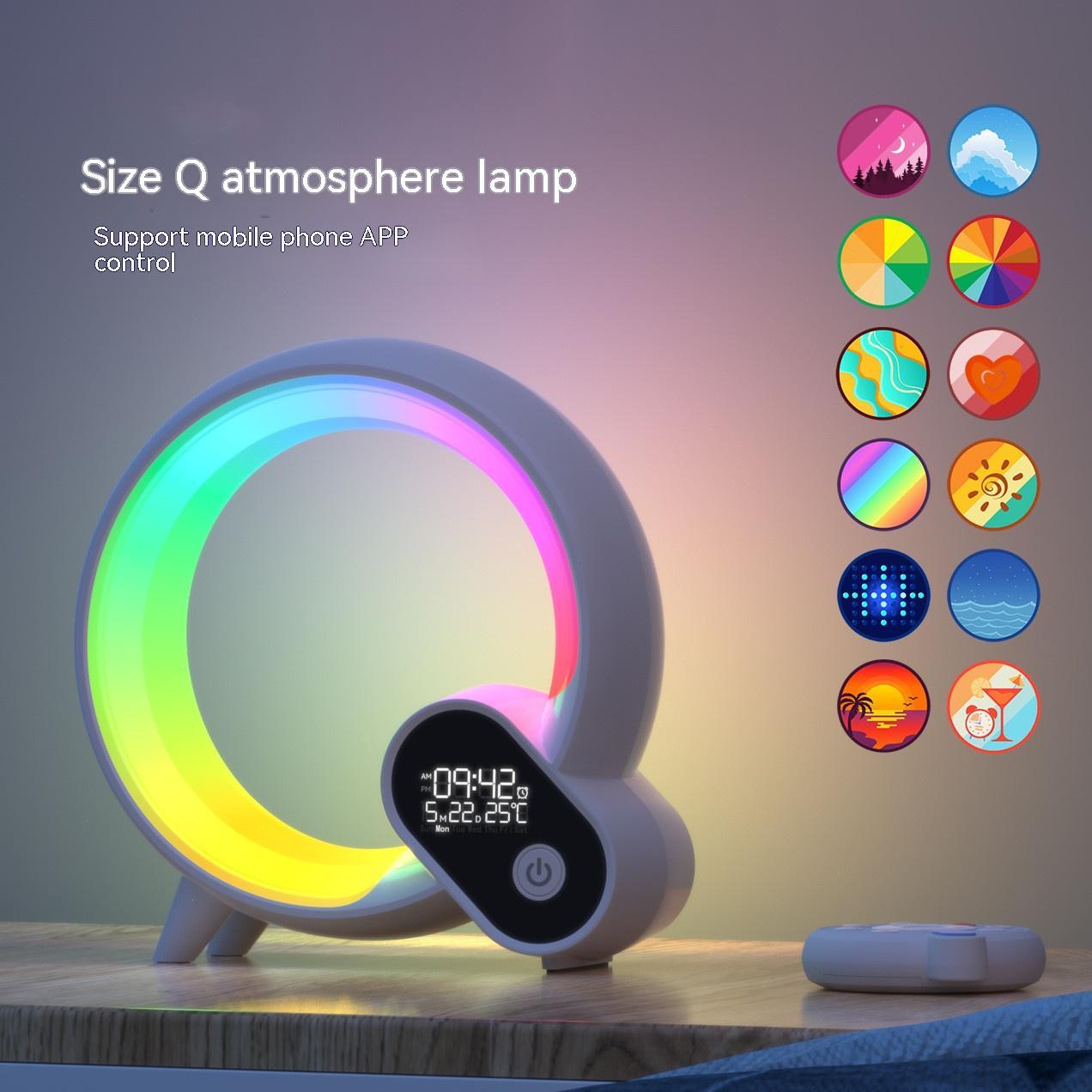 Creative Q Light Analog Sunrise Digital Display Alarm Clock Bluetooth Audio Intelligent Wake-up Q Colorful Atmosphere Light - AMI Electronics & Sounds