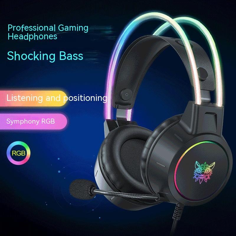 Game Earphone Headset E-sports Wired Computer RGB Luminous - AMI Electronics & Sounds